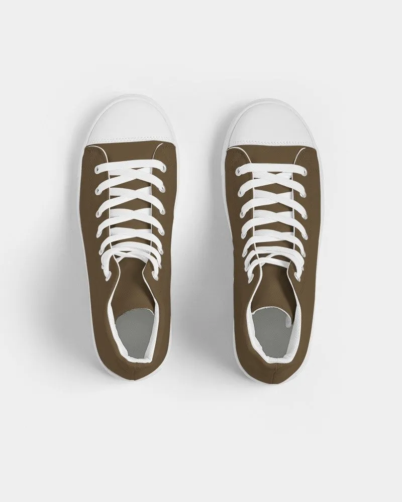 Dark Orange Brown Men's High-top Canvas Sneakers | Men's | Dark Pastel Orange Brown | C0M30Y60K80