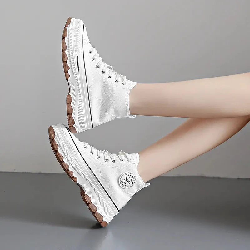 Women’s New Canvas Platform Sneakers – Casual Star-Print Trainers for Running, Tennis, and Outdoor Walking