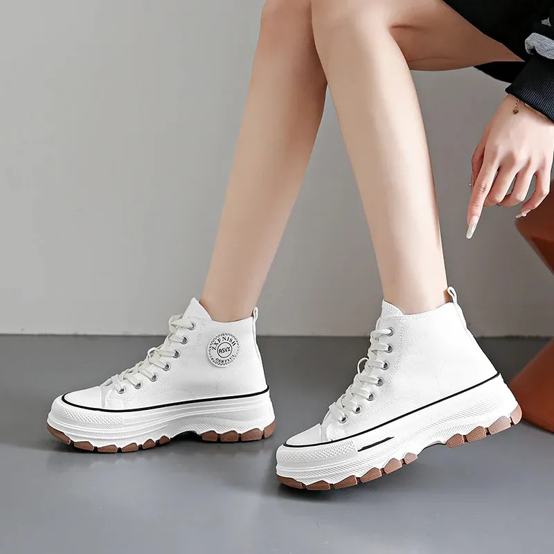 Women’s New Canvas Platform Sneakers – Casual Star-Print Trainers for Running, Tennis, and Outdoor Walking