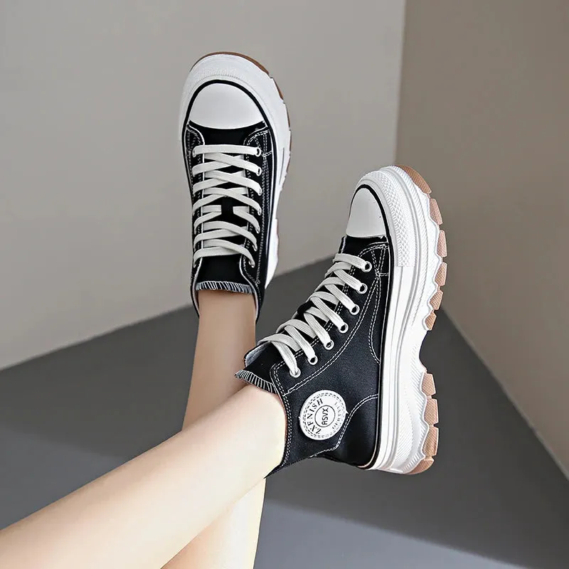 Women’s New Canvas Platform Sneakers – Casual Star-Print Trainers for Running, Tennis, and Outdoor Walking